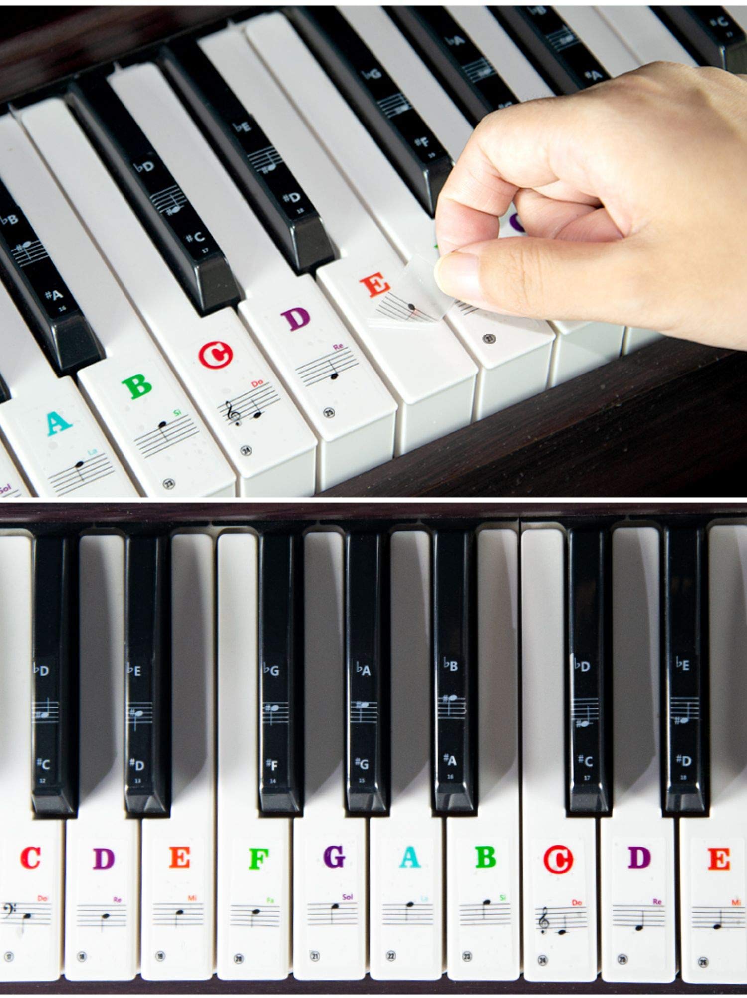 Piano Keyboard Stickers 88/61/54/49 Key Colorful Large Bold Letter